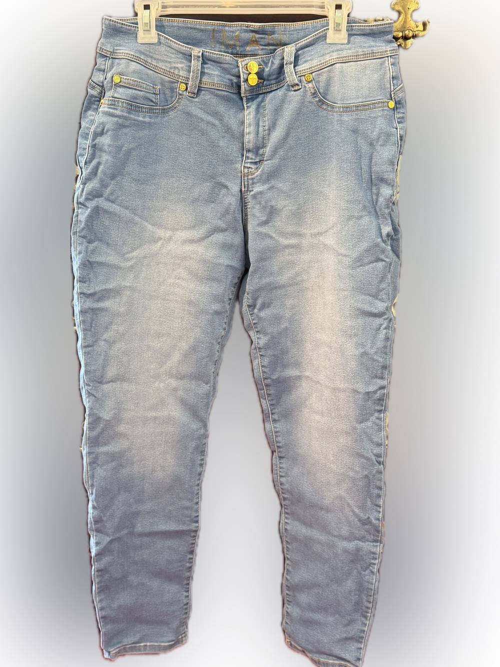 IMAN Tummy Control Skinny Jean With Gold Embellishment Fabulous Pair Luscious